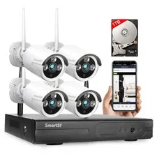 SmartSF 3MP 10CH NVR 1296P Security Camera System Outdoor 1TB HDD Home CCTV Kit