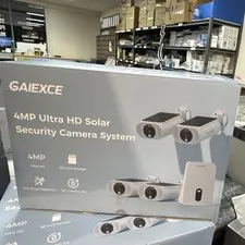 GAIEXCE 4MP Wireless Wi-Fi Solar/Battery 4-Cam Kit Night Vision PIR No Fee