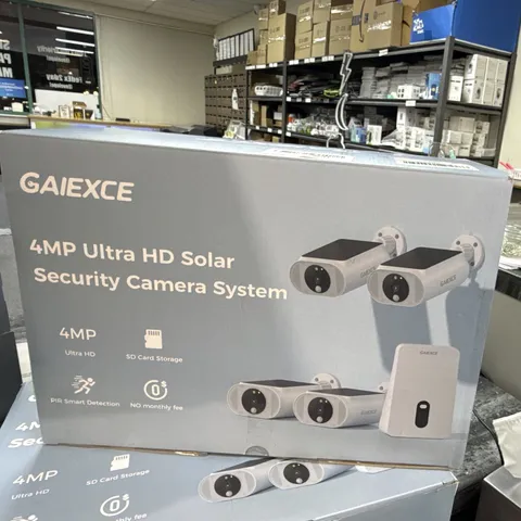 GAIEXCE 4MP Wireless Wi-Fi Solar/Battery 4-Cam Kit Night Vision PIR No Fee
