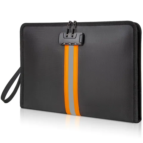 Fireproof Document Bag with Lock，13"×9.2" Fireproof Money Bag，with Zipper and...