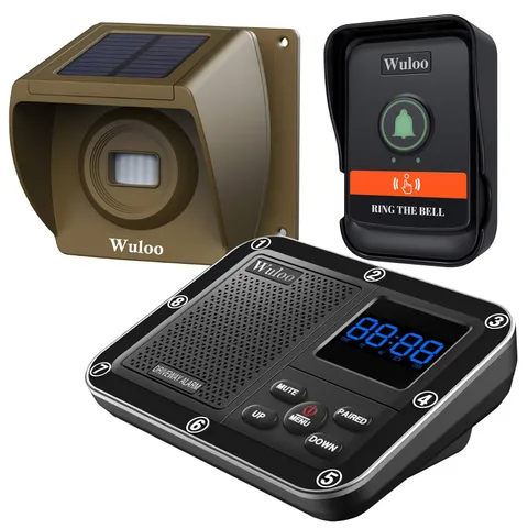 Wireless Doorbells for Home, Solar Driveway Alarm, Multifunctional Wireless H...