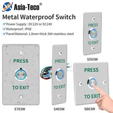 Waterproof Door Push Exit Button Gate Release Switch Opener COM NC NO LED Backli