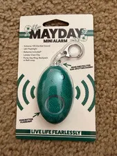 Mayday Mini Alarm 100 dB Panic Alarm w/ LED Flashlight Keyring Belt Clip Green