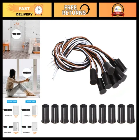 Magnetic Reed Switch 10 Pack - NO NC Ring Alarm Contact Sensor for Door & Window