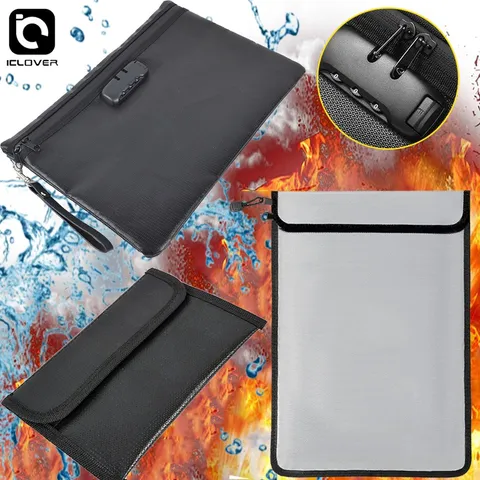 Fireproof Document Bag Waterproof Money Cash File Passport Pouch Safe Storage