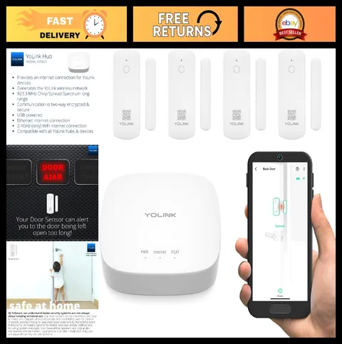 Smart Door Sensor Kit - 1/4 Mile Range, Door Alerts, 5-Year Battery, Alexa & IFT