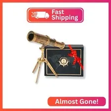 Antiqula Vintage Brass Decor Telescope on Tripod, Antique Pirate Spyglass with G