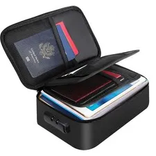 Small Fireproof Storage Organizer Case with Lock, 9”x 5.3”x 3.7”