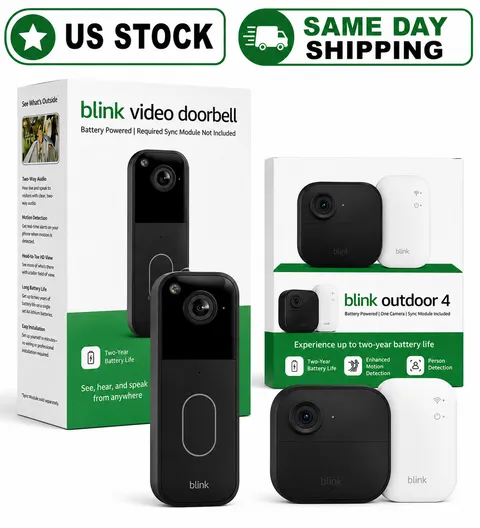 Blink Video Doorbell + Outdoor 4 Camera + Sync Module 2 Security Bundle