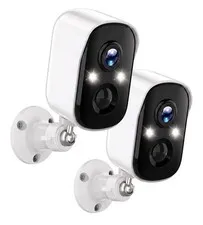 4MP Security Cameras Wireless Outdoor, Color Night Vision Camera 2-Pack