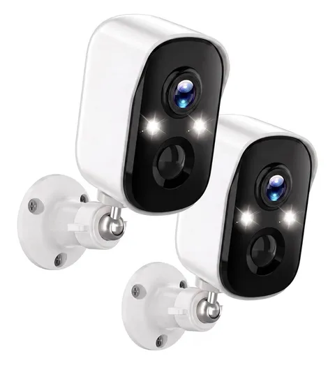 4MP Security Cameras Wireless Outdoor, Color Night Vision Camera 2-Pack