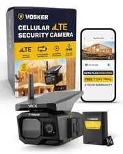 Vosker VKX Construction Pack Solar 4G LTE Security Camera, Wireless Outdoor S...