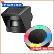 Wireless Solar Driveway Alarm Motion Sensor PIR 2600ft Range RGB Flashing IPX5