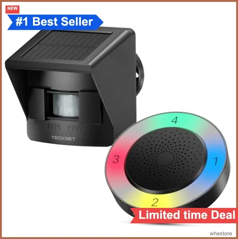 Wireless Solar Driveway Alarm Motion Sensor PIR 2600ft Range RGB Flashing IPX5