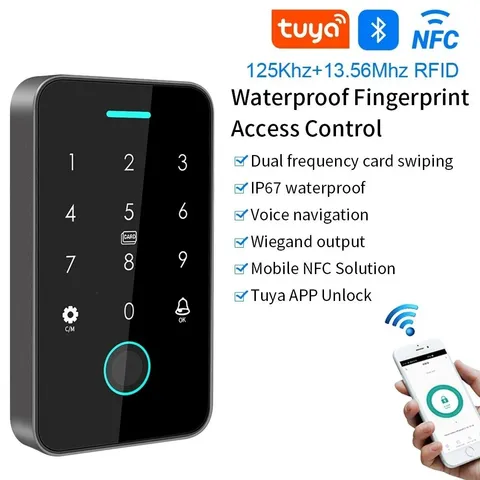 Tuya Outdoor Fingerprint Access Control Keypad Dual NFC Waterproof Biometric Kit