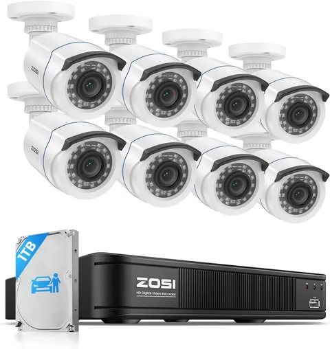 H.265+ Home Security Camera System with AI Human Vehicle Detection, 5MP 3K Lite