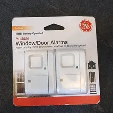 GE 45115 Window/Door Alarm 2 Pack Battery Operated 120dB Peel-and-Stick Indoor
