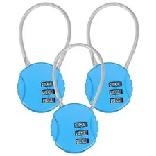 3-Pack Combination Locker Lock, 3 Digit Padlock for Gym/Luggage [Blue]