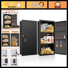 22" Tall In-Wall Safe with Removable Shelf & 30 Hooks for Keys, Jewelry, Valuabl
