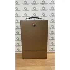 Vintage Hammered Tan Metal Locking Document Box Industrial Storage Case Handle