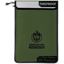 Large Fireproof Money Bag with 2 Pockets & Waterproof Zipper