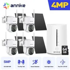ANNKE 4MP Wireless Solar Powered Security Camera System PT AI Color Night w/64GB
