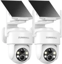 2K Solar Security Cameras Wireless Outdoor 2-Pack, 360° PTZ Camera for Home Secu