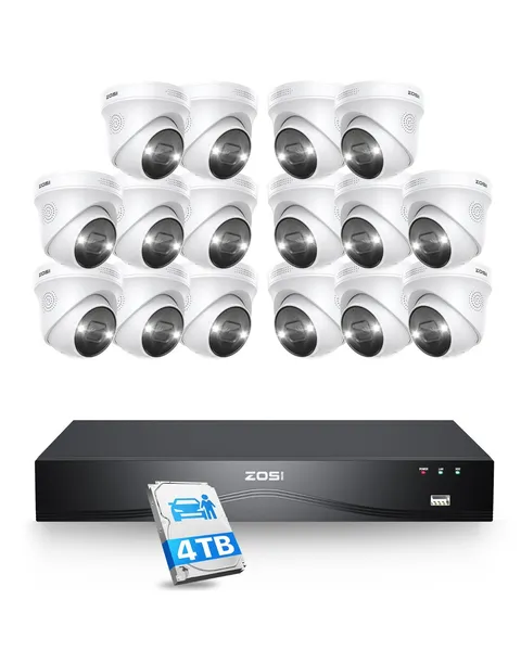 ZOSI 16CH 4K NVR UHD Spotlight PoE Security Home Camera System 8-16 PCS 8MP Cam