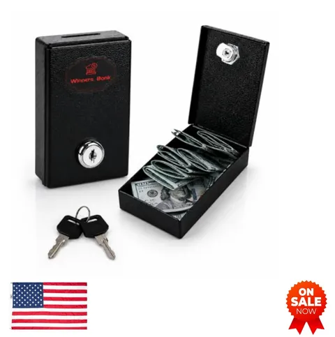 Portable Pocket Safe Metal Cash Lock Box with 2 Keys Compact Travel Winnings