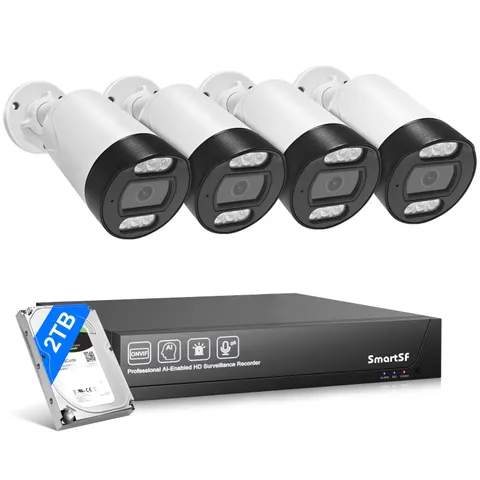 5MP POE Audio Recording Security Camera System 8CH NVR AI Human Detection
