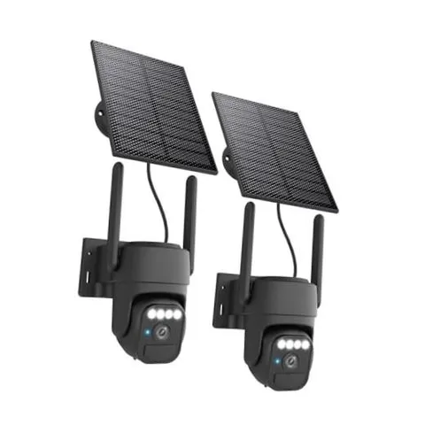 360° Wi-Fi Home Solar Security Cameras Wireless Outdoor 2 Packs | 5200mAh