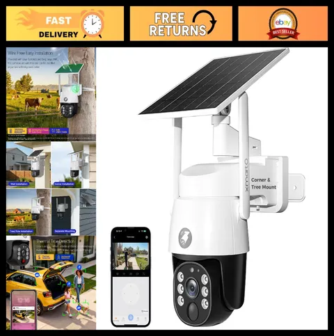 4MP QHD Wireless PTZ Solar Security Camera - Outdoor Smart Surveillance System