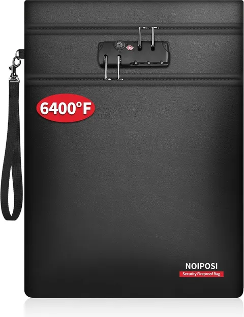 6400℉ Fireproof Document Bag with Lock,Dual-Zip Compartments 15x11 inch Firep...