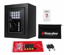 Voncabay Mini Digital Safe Black Electronic Keypad Steel with Manual Override