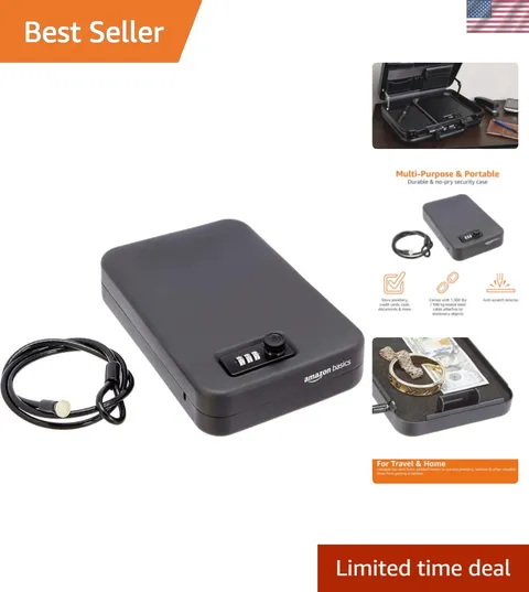 Portable Security Case Lock Box Safe with Combination Lock for Documents, Val...