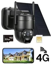 4G Wireless Solar Security Camera, Outdoor Security Camera, Solar Power Black