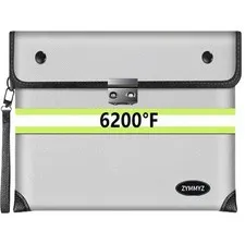 Fireproof Document Bag with lock Water Resistant Zipper,6200°F Heat Insulated...