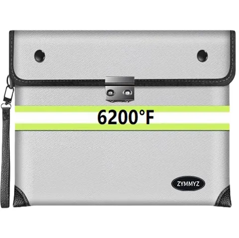 Fireproof Document Bag with lock Water Resistant Zipper,6200°F Heat Insulated...