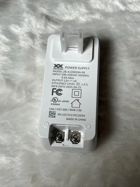 Vivint Smart Home V-AC1 Screw Terminal Power Supply 12V 2A ZB-A120020A-09
