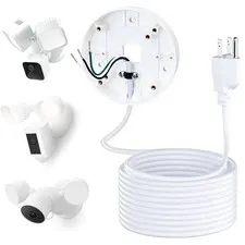 Flexible 20ft Power Solution for Floodlight Cameras - Weather Resistant Mount