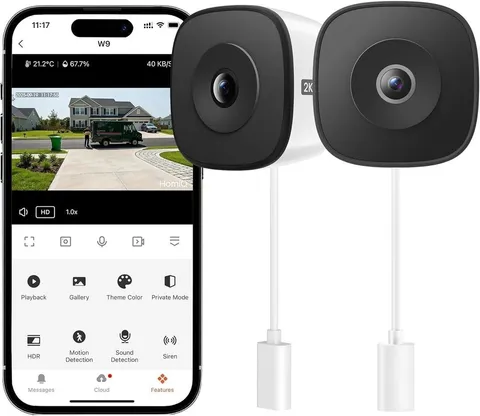 HOMIQ Window Security Cameras 2K, Indoor WiFi Cameras 2.4GHz/5GHz 2 Pack