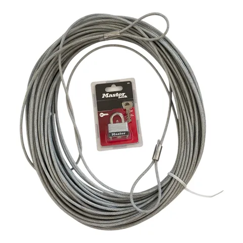 Master Lock Padlock with Extra-Long 150’ Heavy Duty Braided Steel Security Cable