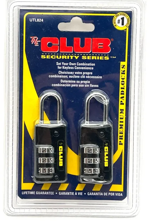 The Club UTL824 Set Your Own Combination Padlocks 2 Pack NOS Sealed Security