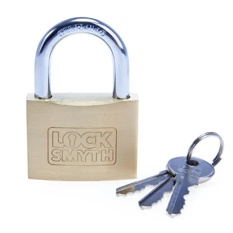 Locksmyth Brass Padlock 50mm Hardened Steel Shackle 3 Keys L2200013