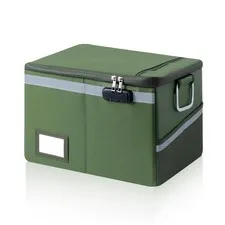 Fireproof Waterproof Document Box Lock Collapsible Portable File Organizer Green