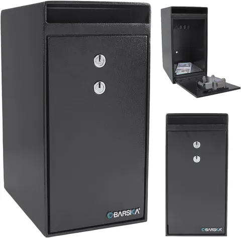 Dual Key Lock Depository Drop Safe - Cash Deposit Box for Business