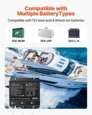 Marine Battery Charger, 3-Bank, 10A 12V Onboard Boat Charger, IP68 Waterproof S
