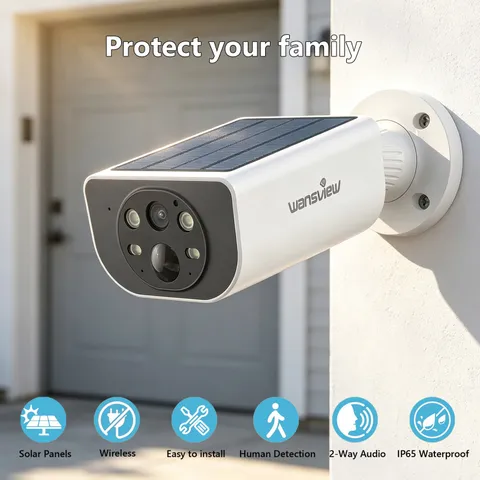 Wansview S1 Wireless Security Camera Home WiFi Solar Powered 2-Way Audio Outdoor
