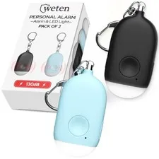 Rechargeable Personal Alarm Keychain - 130dB Siren & LED Light - 2 Pack Perso...