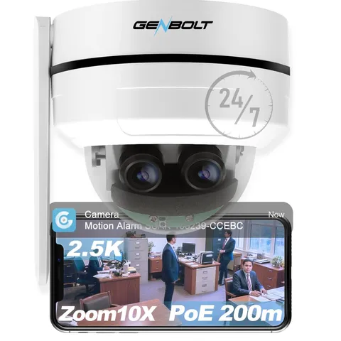 [DC&PoE 2.5K PTZ WiFi Security Camera Indoor and Outdoor with 10X Hybrid Zoom...